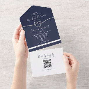 Código QR Casamento Azul Marinho Prata