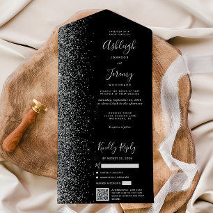 Código QR Casamento Brilho Prata Preto