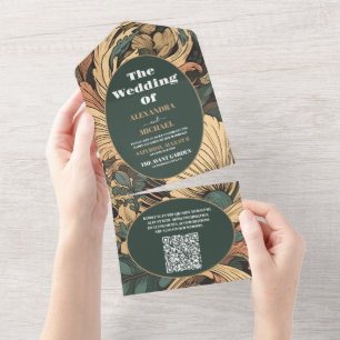 Código QR Casamento de Arte Floral Elegante Nouvea