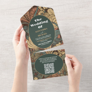 Código QR Casamento de Arte Floral Elegante Nouvea