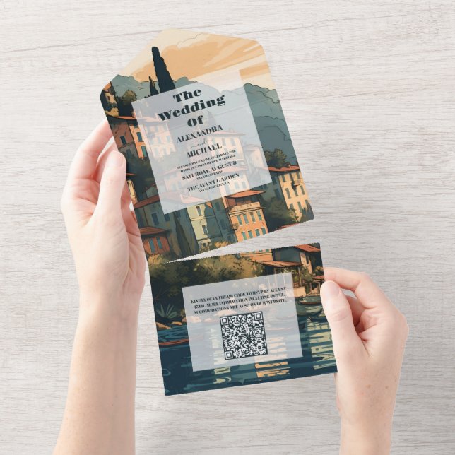 Código QR Casamento de Destino do Lago Como (Aba destacável)