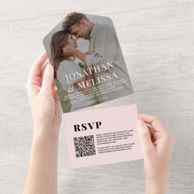 Código QR | Casamento de Fotografias Simples, Cor- (Aba destacável)