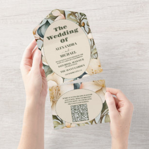 Código QR Casamento de Lily Art Nouveau Branco com