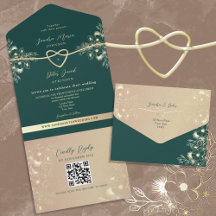 Código QR Casamento Dourado Emerald Green