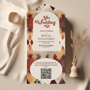 Código QR Casamento Étnico Tribal Brown Tribal Wes