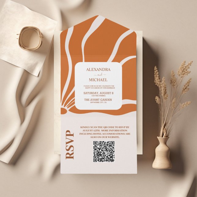 Código QR Casamento Floral Boho Chic Retro (Criador carregado)