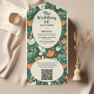Código QR Casamento Floral Boho Retro