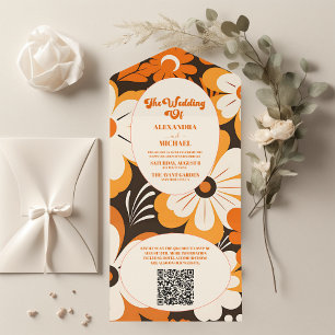 Código QR Casamento Floral Boho Retro