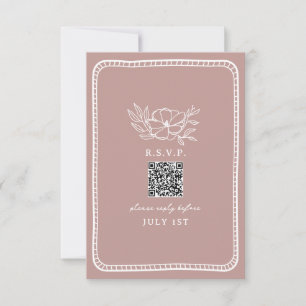 Código QR Casamento Floral Cor-de-Rosa QR RSVP
