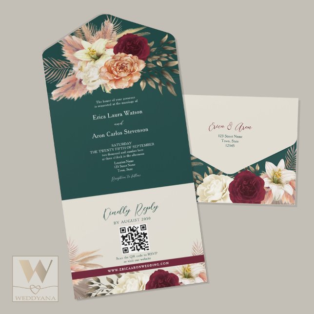 Código QR Casamento Floral de Outono (Criador carregado)