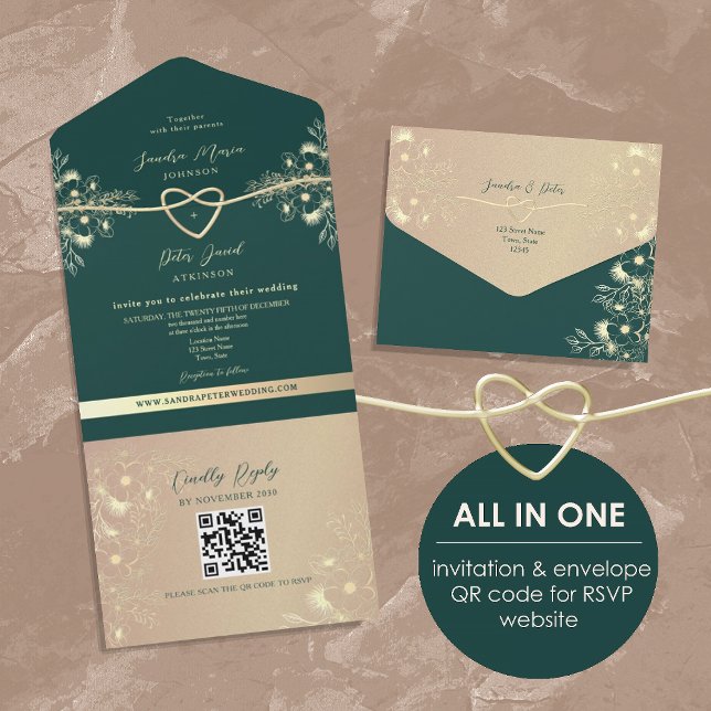 Código QR Casamento Ouro Verde Esmeralda (Criador carregado)