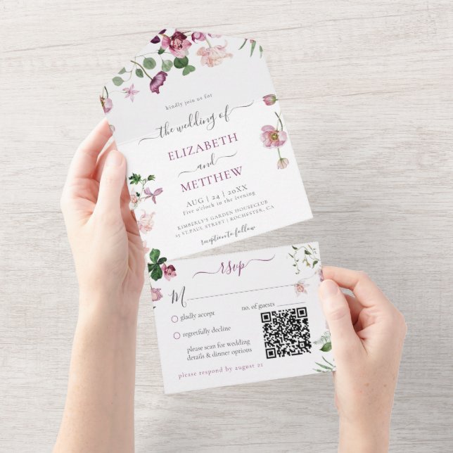 Código Qr Casamento Púrpura e Rosa (Tearaway)