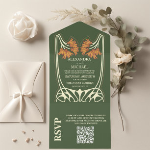 Código QR Casamento Romântico Art Nouveau