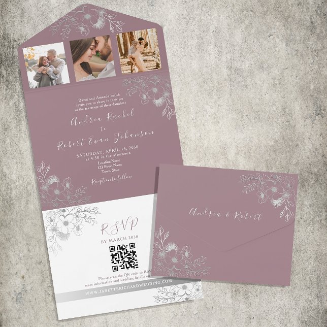 Código QR Casamento Roxo Malva (Criador carregado)