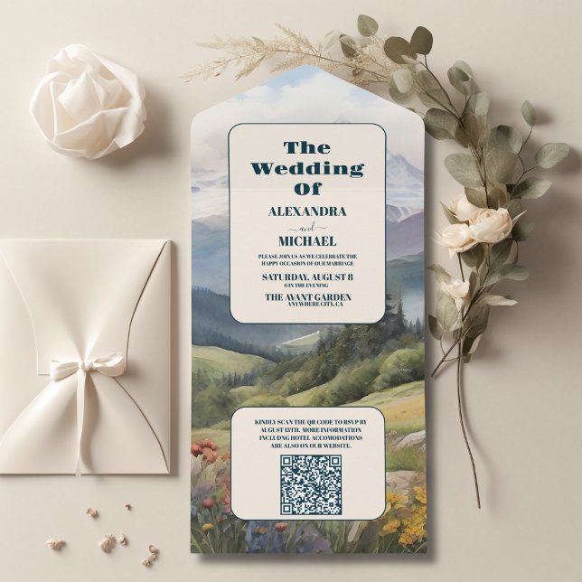 Código QR Casamento Rustic Mountain Meadow (Criador carregado)