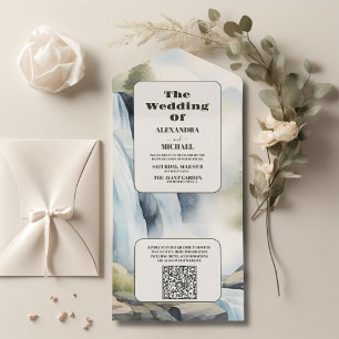 Código QR Casamento Rustic Mountain Waterfall Boho