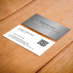 Código QR Cinza metálica e Cartão de visita branca