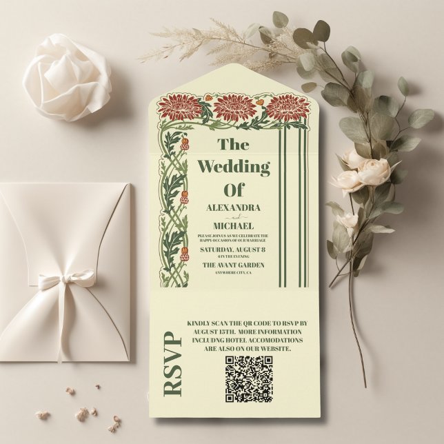 Código QR Clássico Casamento Art Nouveau (Criador carregado)