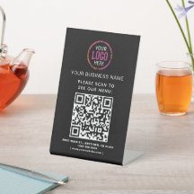 Código QR comercial e Logotipo - Sinal de pedestal