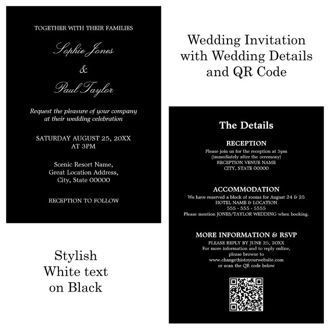 Código QR Convite de Casamento RSVP de Script Bran (Criador carregado)