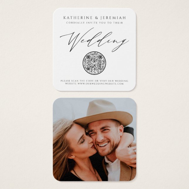 Código QR Convite para Casamento Elegante Moderno (Frente & Verso)