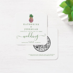 Código QR Convite para Casamento Floral de Abacax
