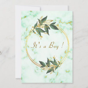 Código QR Convite para Chá Dourado Marble Baby Boy