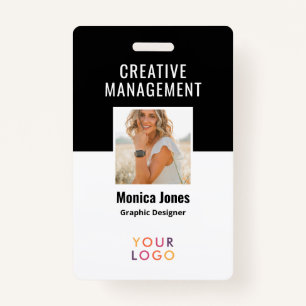 Código QR Crachá de Foto Preto do Funcionário