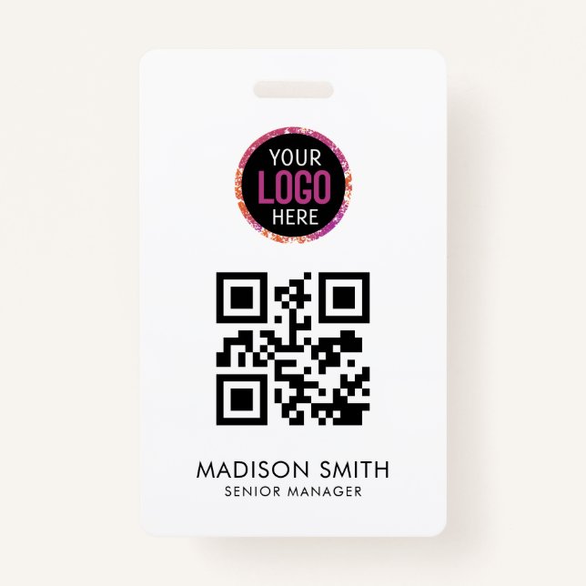 Código QR | Crachá para eventos do logotipo comerc (Frente)