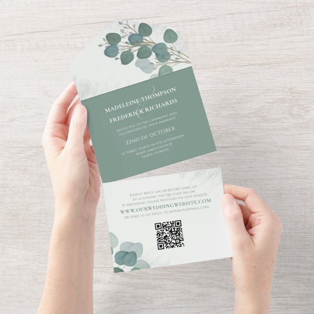 Código QR da Folhagem Russa Elegante Moderna Eucal (Tearaway)
