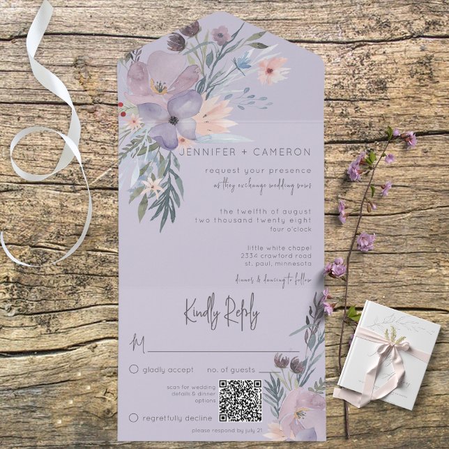 Código QR da Lavanda Floral Cor-de-Rosa Puro e Azu (Criador carregado)