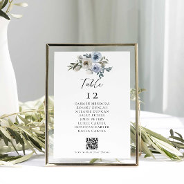 Código QR da Mesa de Casamento Azul Dusty