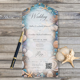 Código QR de Aqua Seashell Rustic Beach