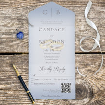 Código QR de Azul Moderno de Anéis de Casamento
