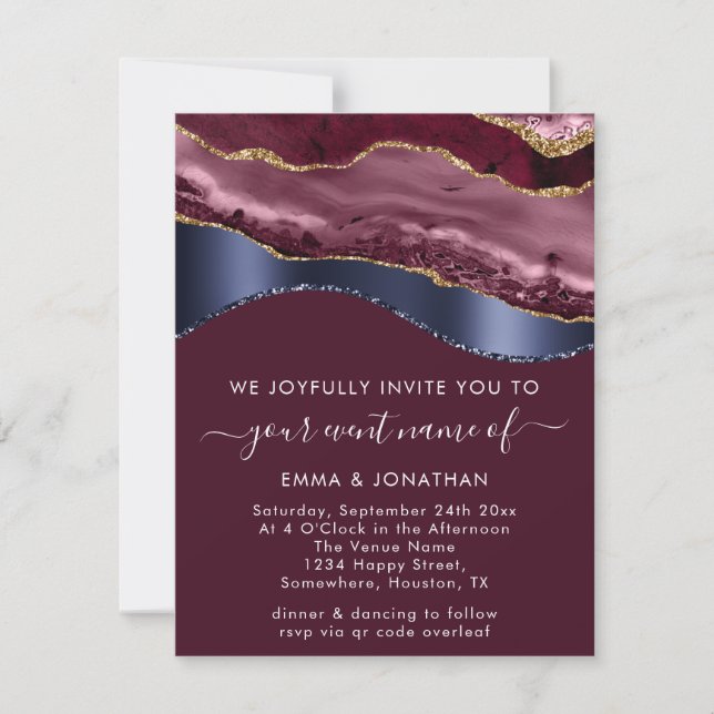 Código QR de Borda Dourada de Borda Azul da Borda  (Frente)