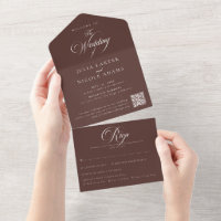 Código QR de Caligrafia Marrom Marfim Clássico Cas