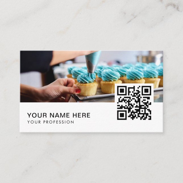 Código QR de cartões de visitas de cupcakes (Frente)