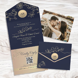 Código QR de Casamento Azul Marinho
