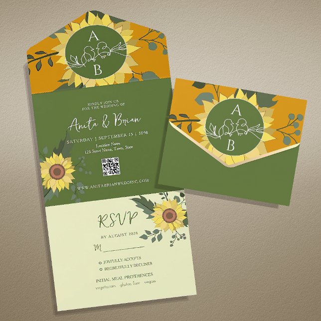 Código QR de Casamento Boho Girassol (Criador carregado)