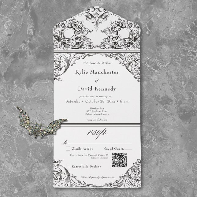 Código QR de Casamento Branco Preto até Morte (Criador carregado)