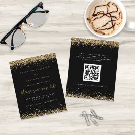 Código QR de Casamento da Glitter Dourada do Orçam