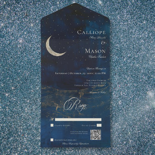 Código QR de Casamento da Lua do Crescente Azul Ce