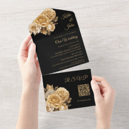 Código QR de Casamento de Buquê de Flor Neutro