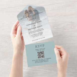 Código QR de Casamento de Cabelo Azul de Praia do 