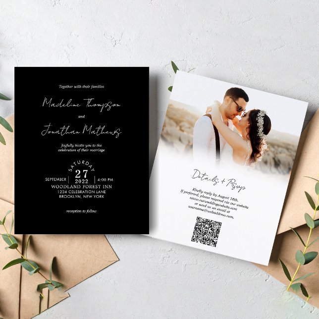 Código QR de Casamento de Casamento de Foto Branca (Criador carregado)