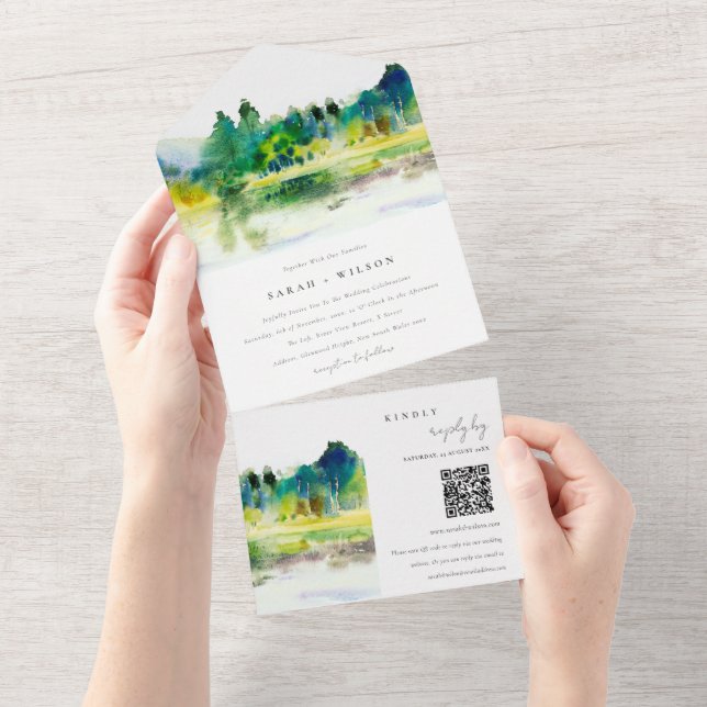 Código QR de Casamento de Casamento de Paisagem Fl (Aba destacável)
