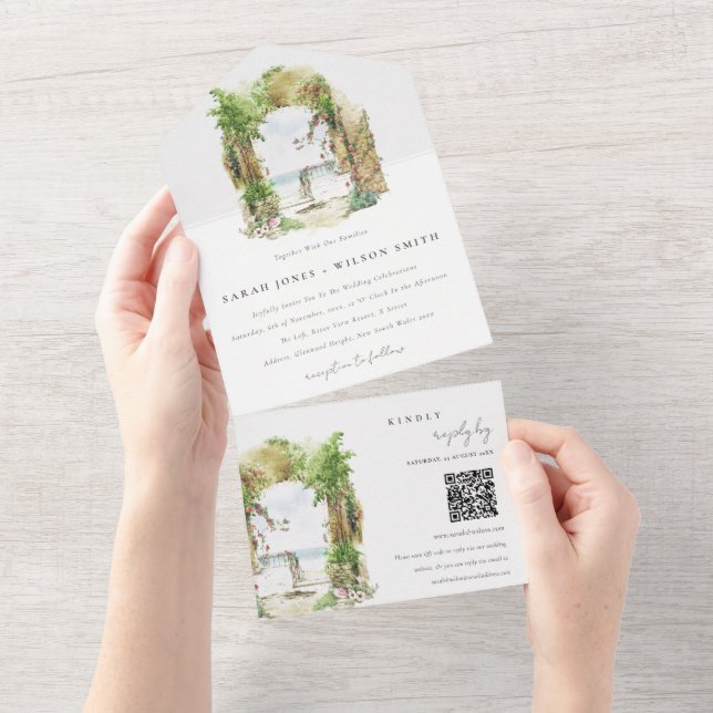 Código QR de Casamento de Casamento de praia de Ar (Aba destacável)
