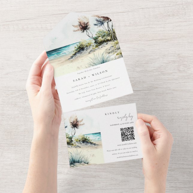 Código QR de Casamento de Casamento de Seascape na (Aba destacável)