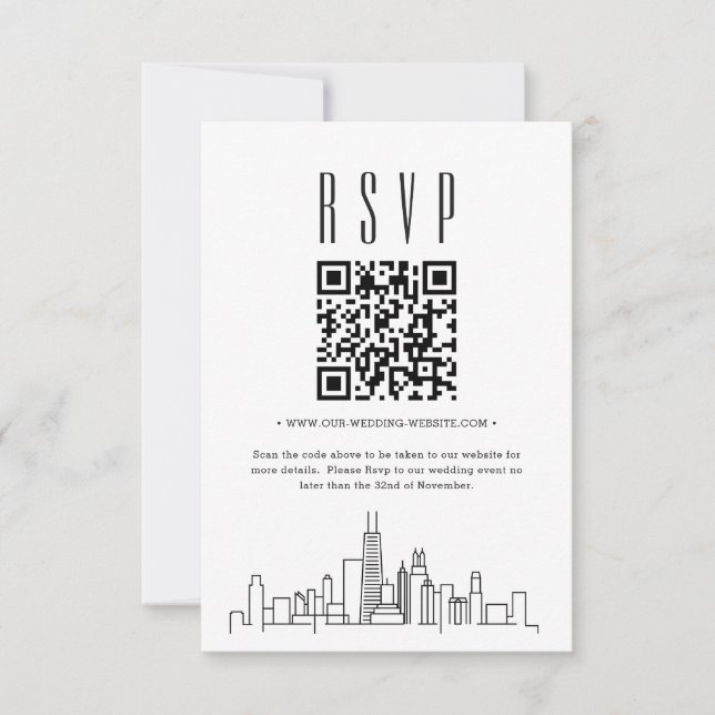 Código QR de Casamento de Chicago RSVP (Frente)