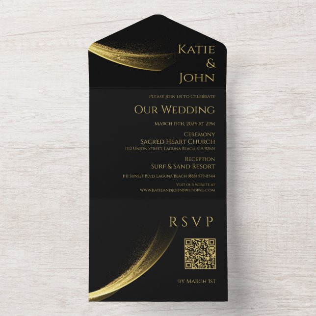 Código QR de Casamento de Elegância-ouro- (Interno)